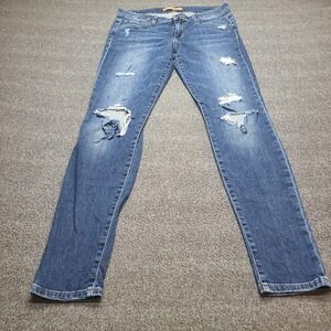 Joes Jeans The Icon Mid Rise Skinny Distressed Blue Denim Women's Jeans W30